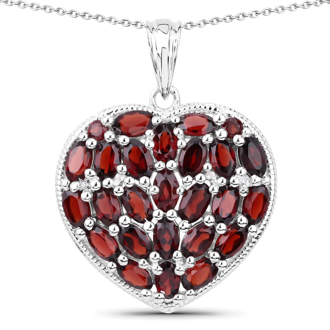 Artisan Garnet and White Topaz Heart Shaped Pendant Exclusive