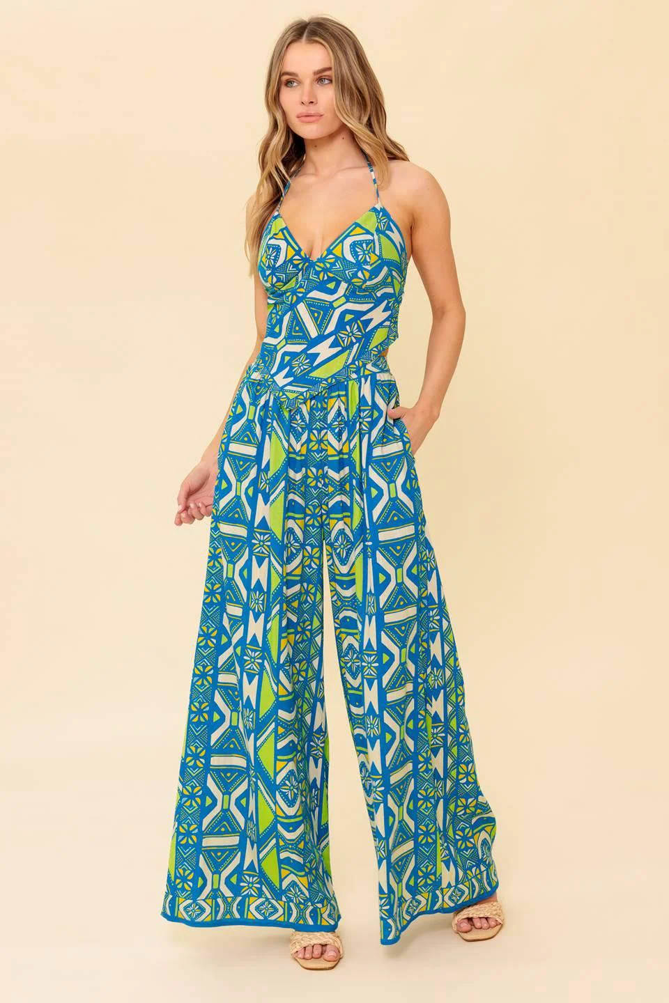 Contemporary Stun Like Me Navy Woven Top and Pant Set Trendy