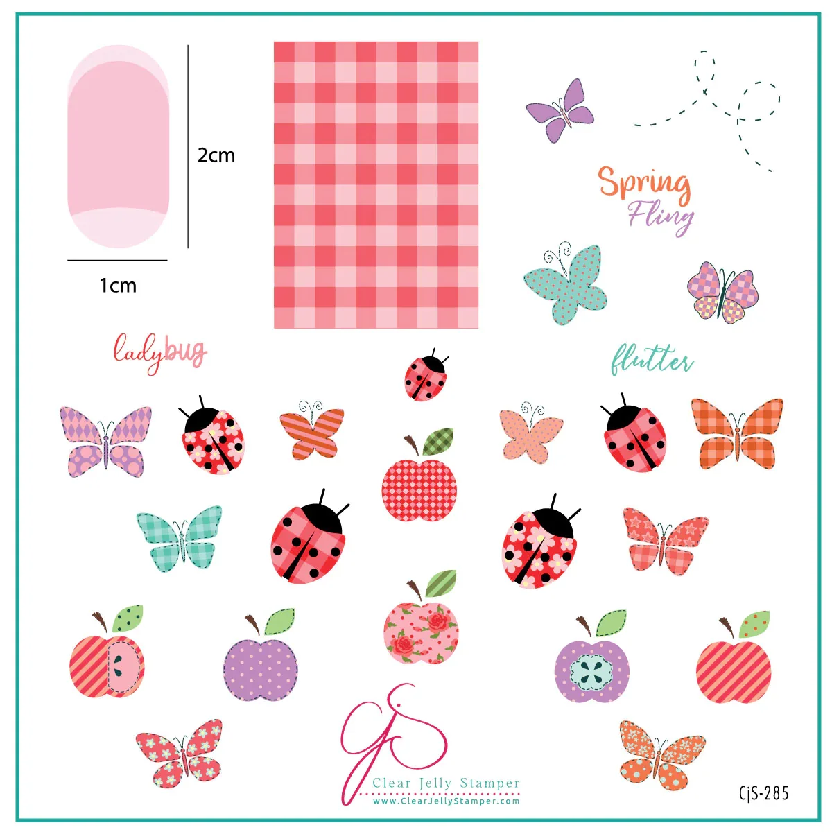 Enhanced Patterned Spring ONE CjS-285 Steel Nail Art Stamping Plate Original