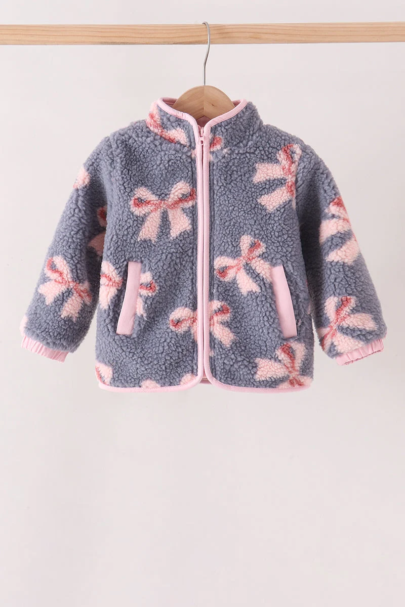 Long-Lasting Blue Bow Fleece Jacket Innovative