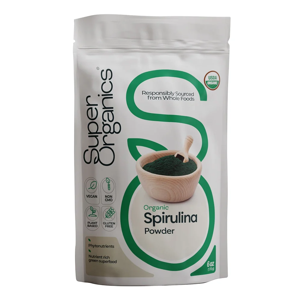 Certified Super Organics Spirulina Powder with Minerals Vitamins and Antioxidants Promote Healthy Energy 6Oz 170g Quality