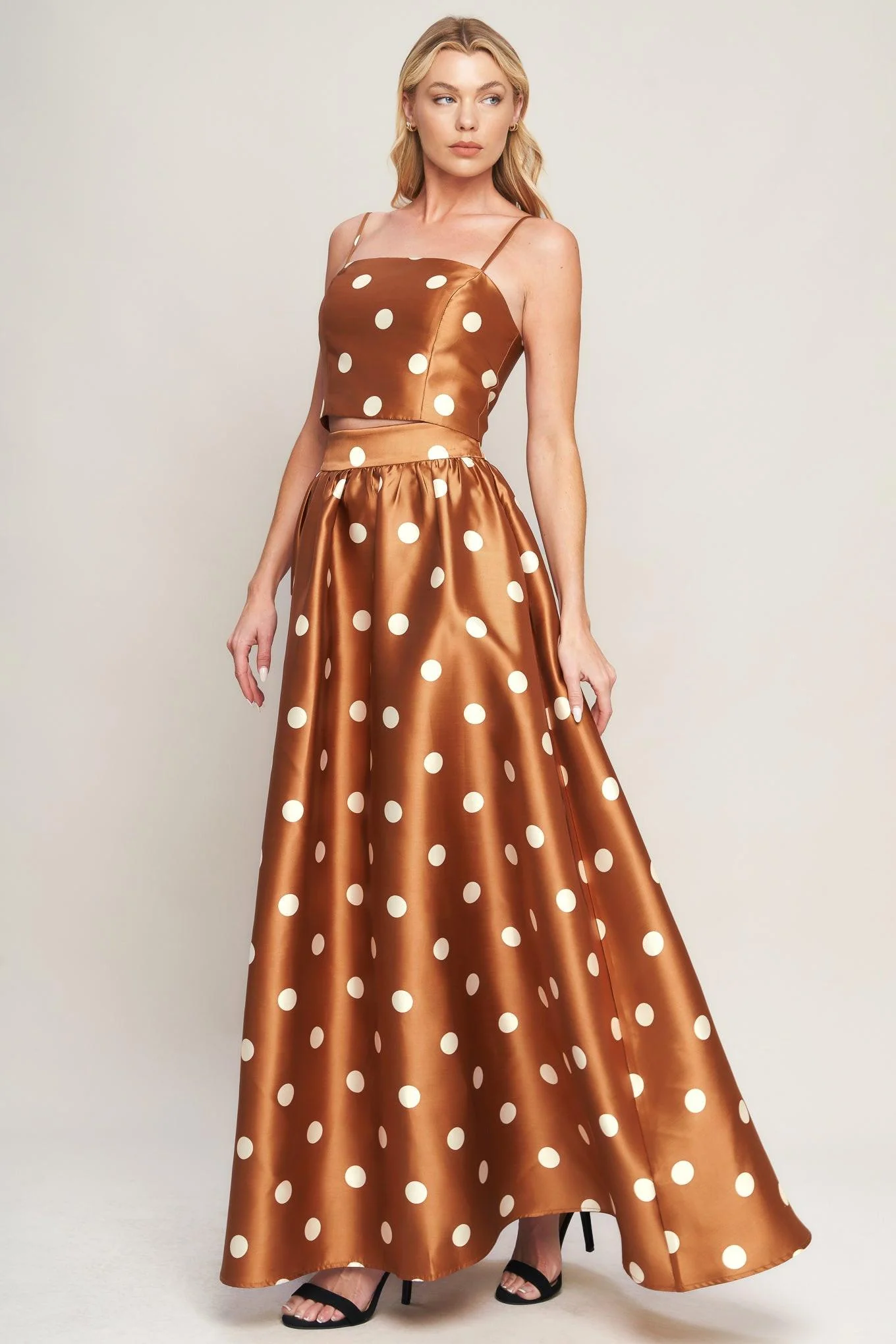 Contemporary Chic Polka Flow Woven Full Maxi Skirt Effective