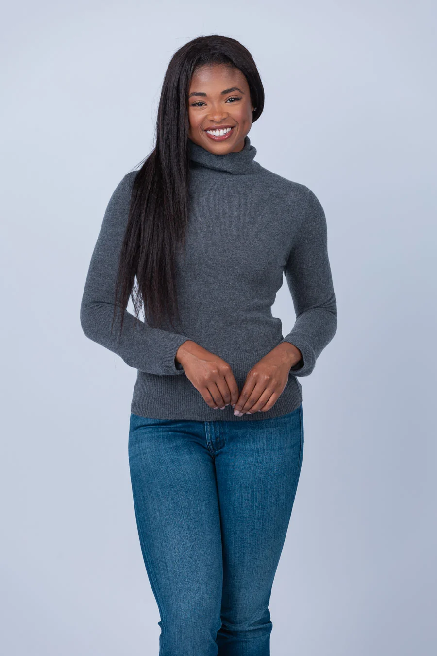 Premium Material Simkhai Dita Gloved Turtleneck in Charcoal Melange Fine Crafted