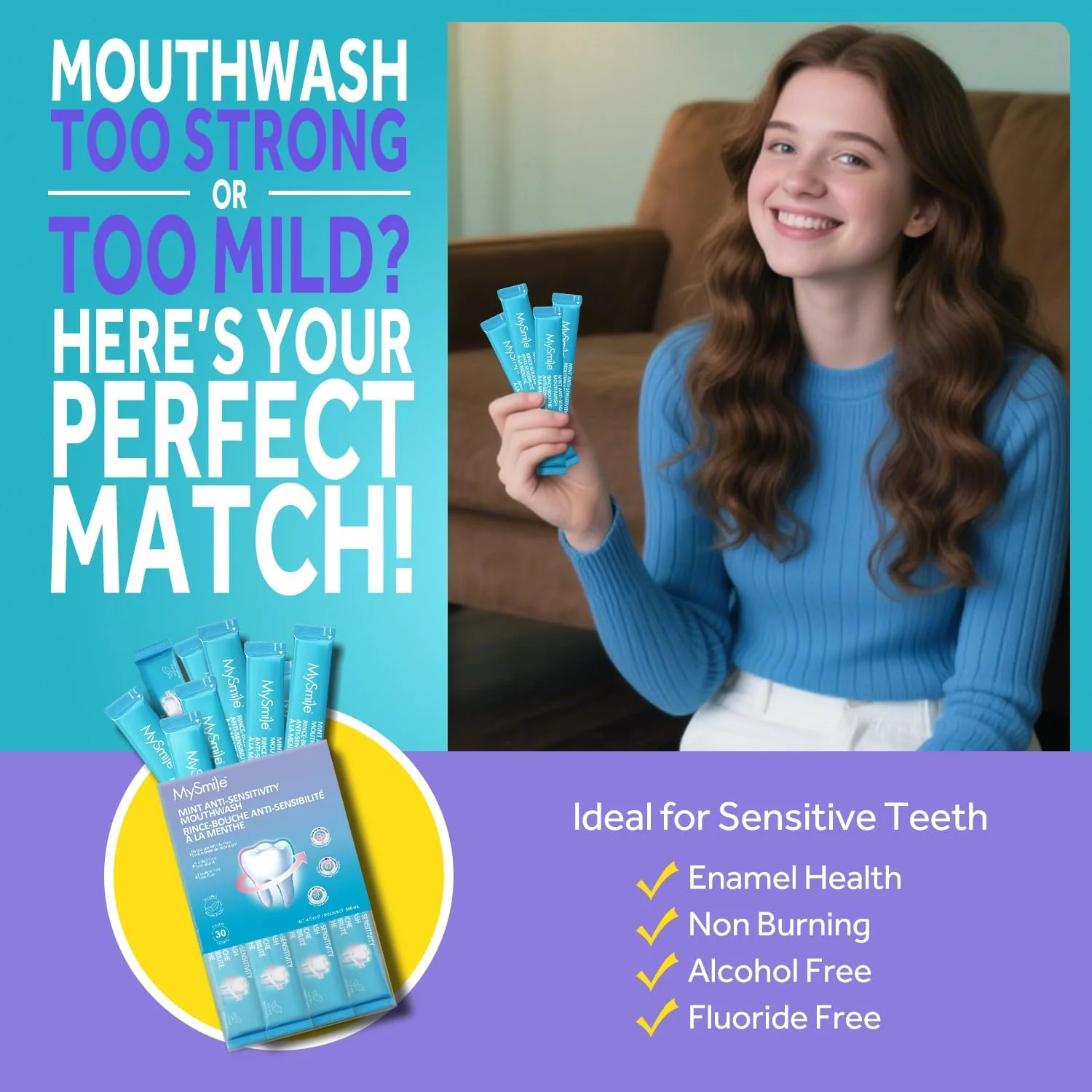 Contemporary MySmile Nano Hydroxyapatite Mouthwash for Sensitive Teeth 30 Packets Excellent