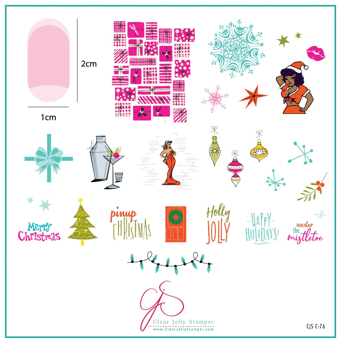 Prestigious A Very Pin Up Christmas CjSC-76 - Medium Clear Jelly Stamping Plate Durable