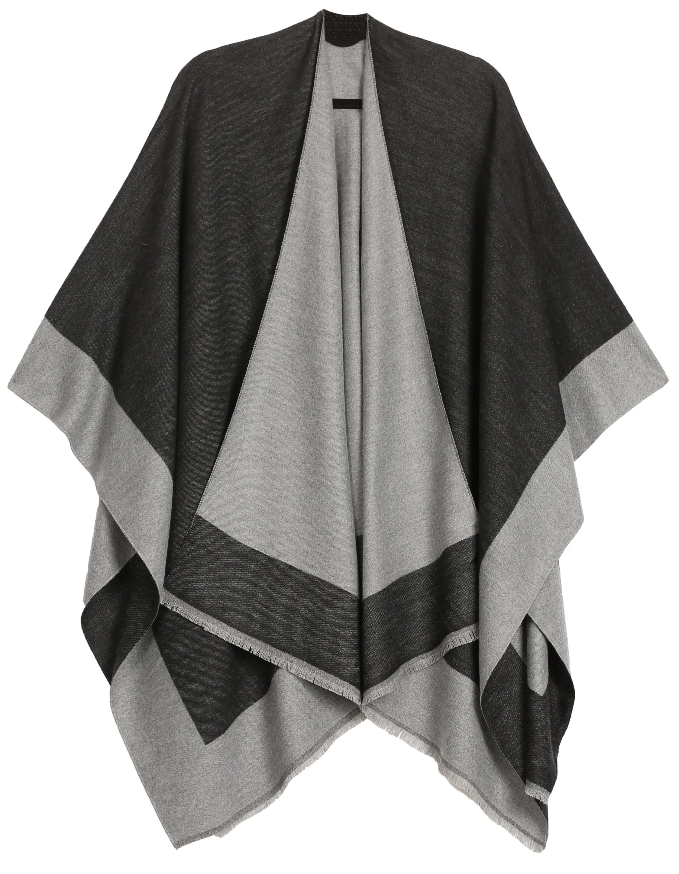 Elite Sakkas Nila Women's Reversible Open Front Large Poncho Shawl Wrap Scarf Cape Ruana Long-Lasting
