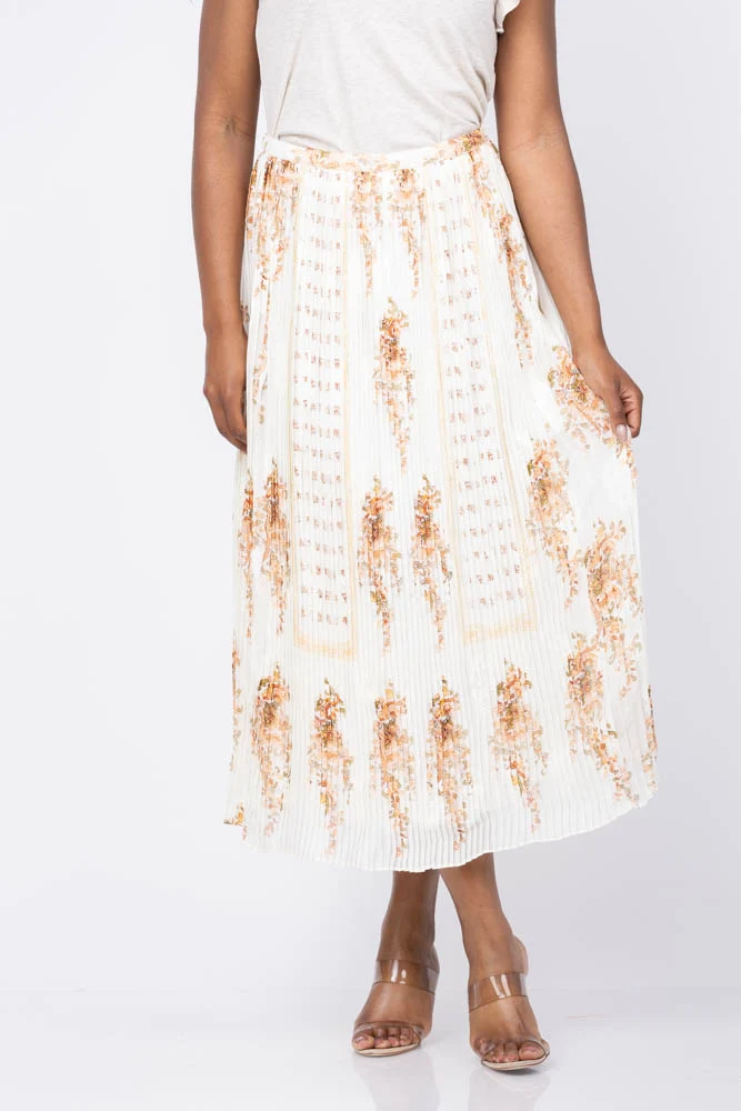 Detailed Ulla Johnson Brion Pleated Skirt in Alabaster Optimized