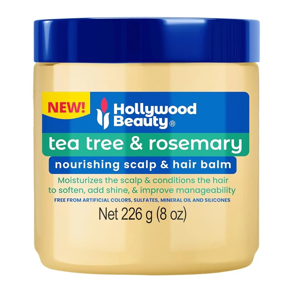 Healthy Hollywood Beauty Tea Tree and Rosemary Nourishing Scalp and Hair Balm for soften and Shine Hair 8Oz 226g Sustainable