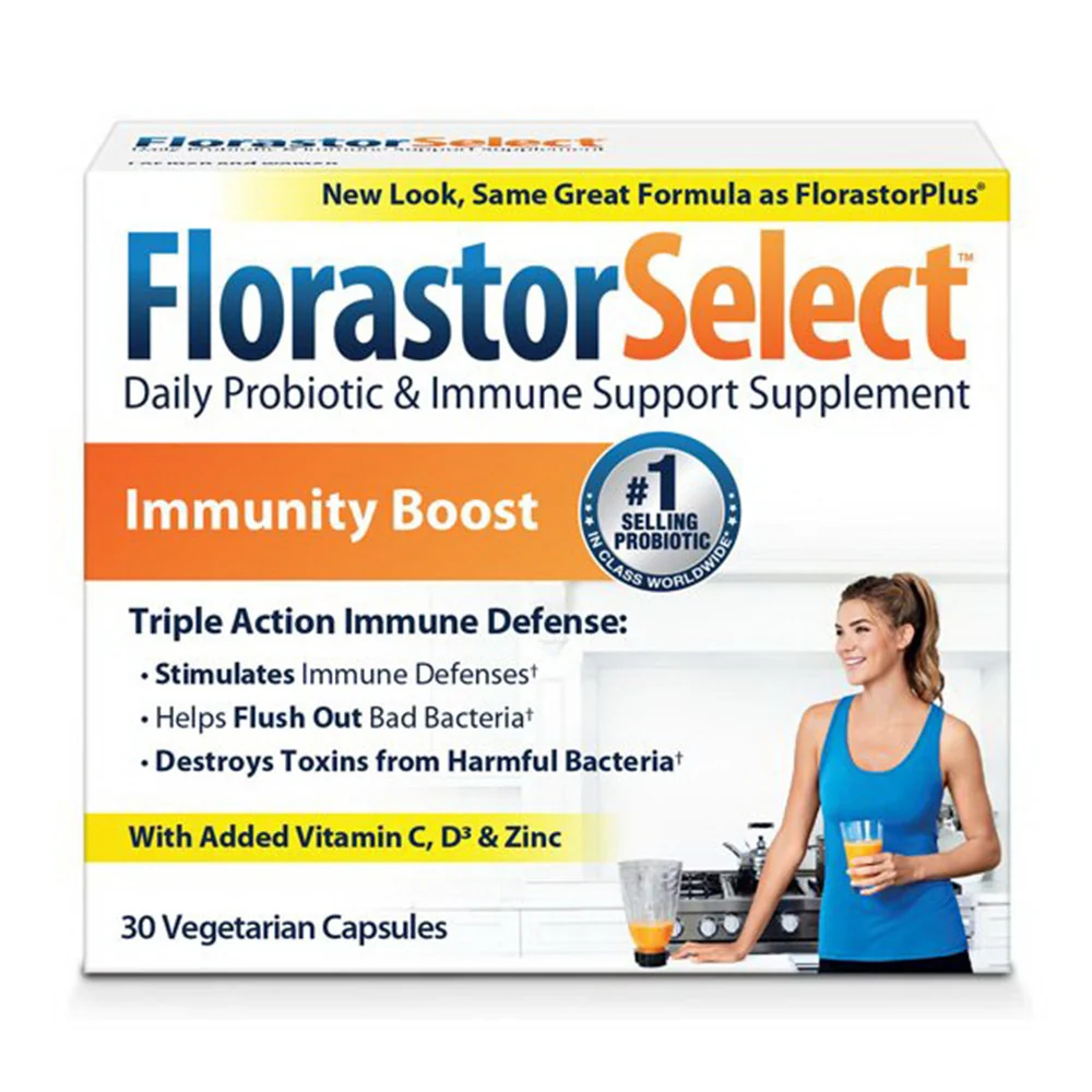 Verified Florastor Select Daily Immune Support Probiotic Supplement with Zinc Vitamin C and D3 30 Ea Versatile