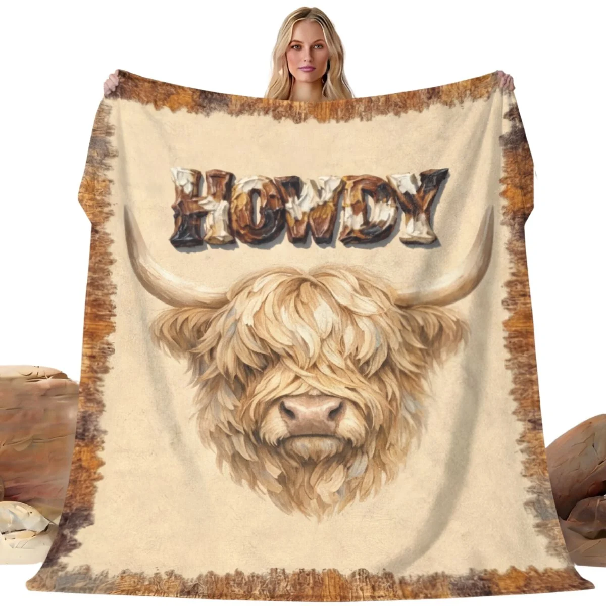 Sophisticated Baha Ranch Howdy Highland Throw Blanket 60 x 80 Made in America Superior