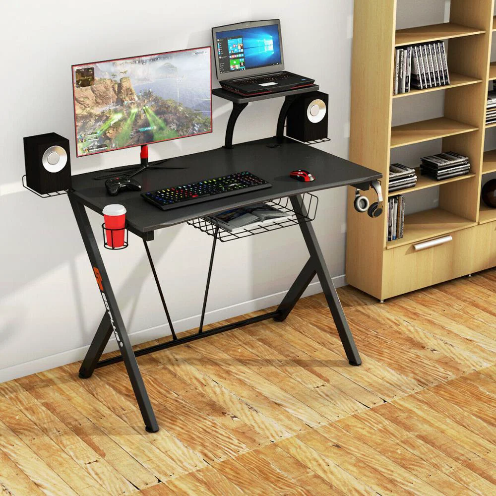 Expertly Made Large Corner Gaming Black Computer Desk 52 User-Friendly