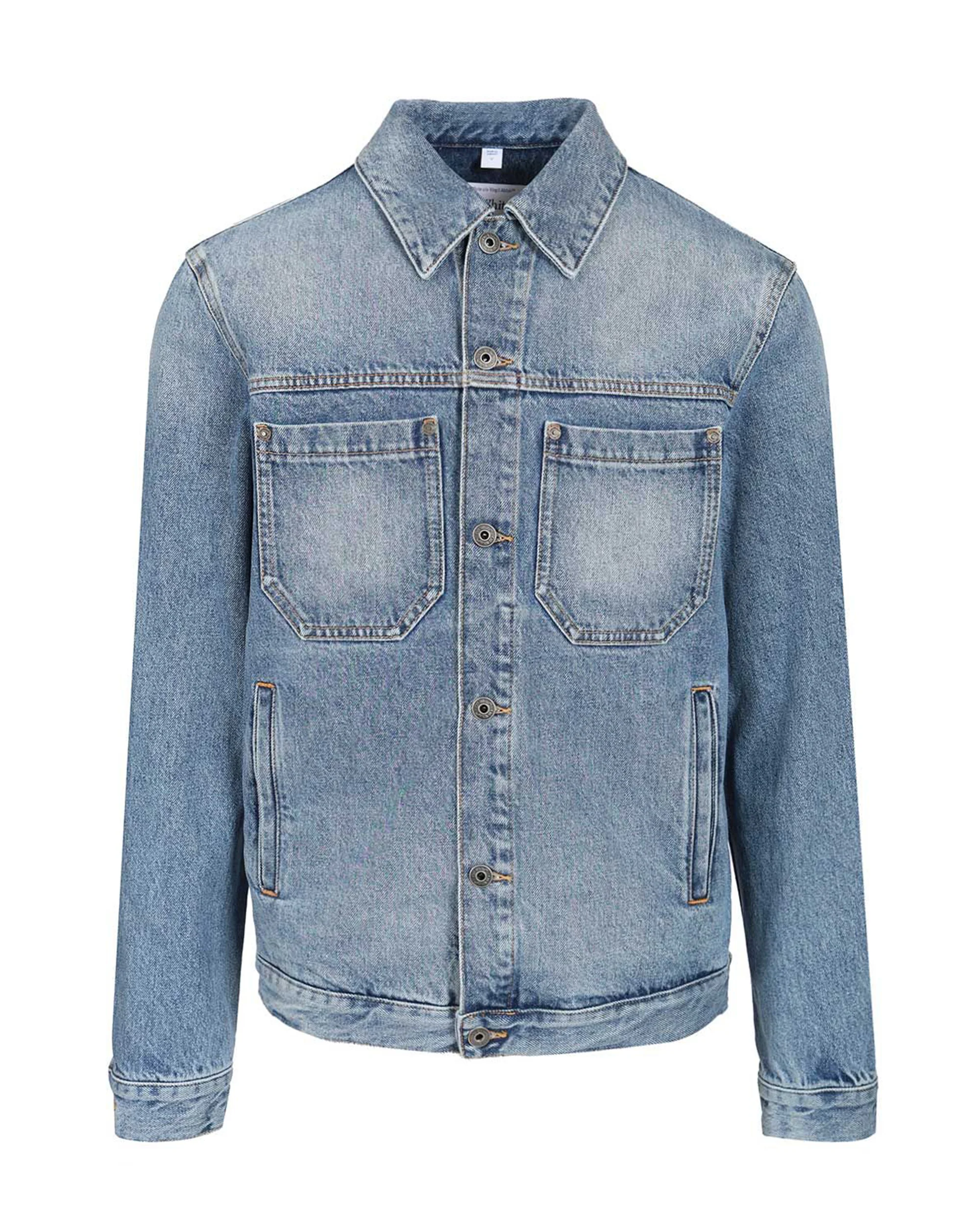 Environmentally Friendly Denim Jacket Half Arrow Light Medium Blue Premium Material