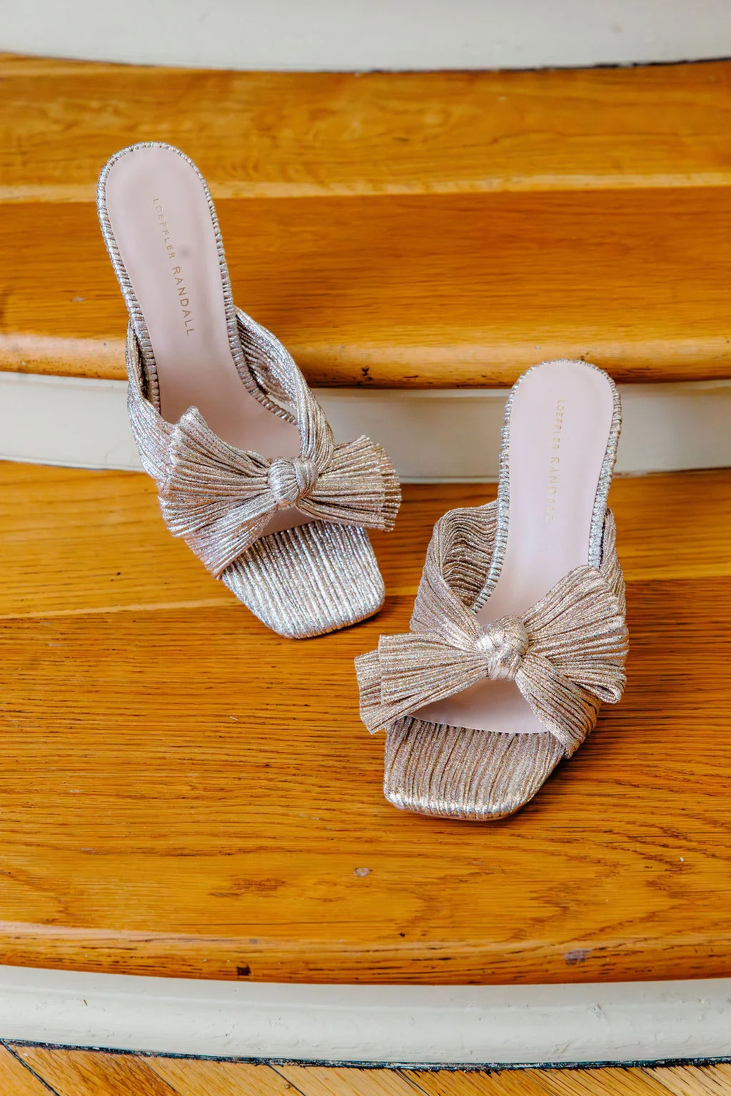 Professional Loeffler Randall Claudia Pleated Skinny Heel Mule in Champagne Artisan