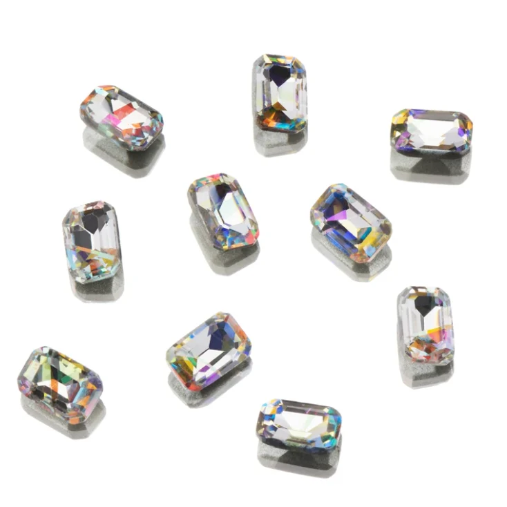 Trusted Crystal Rhinestones - AB Rectangle 4mm x 6mm Organic