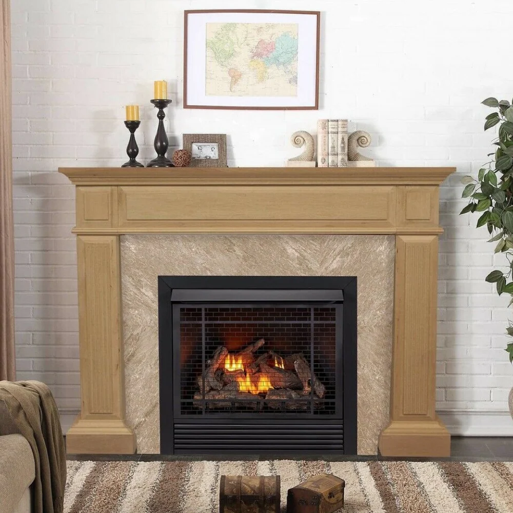 World-Class Modern standing Vintage Wood Surround Fireplace Mantel Recyclable
