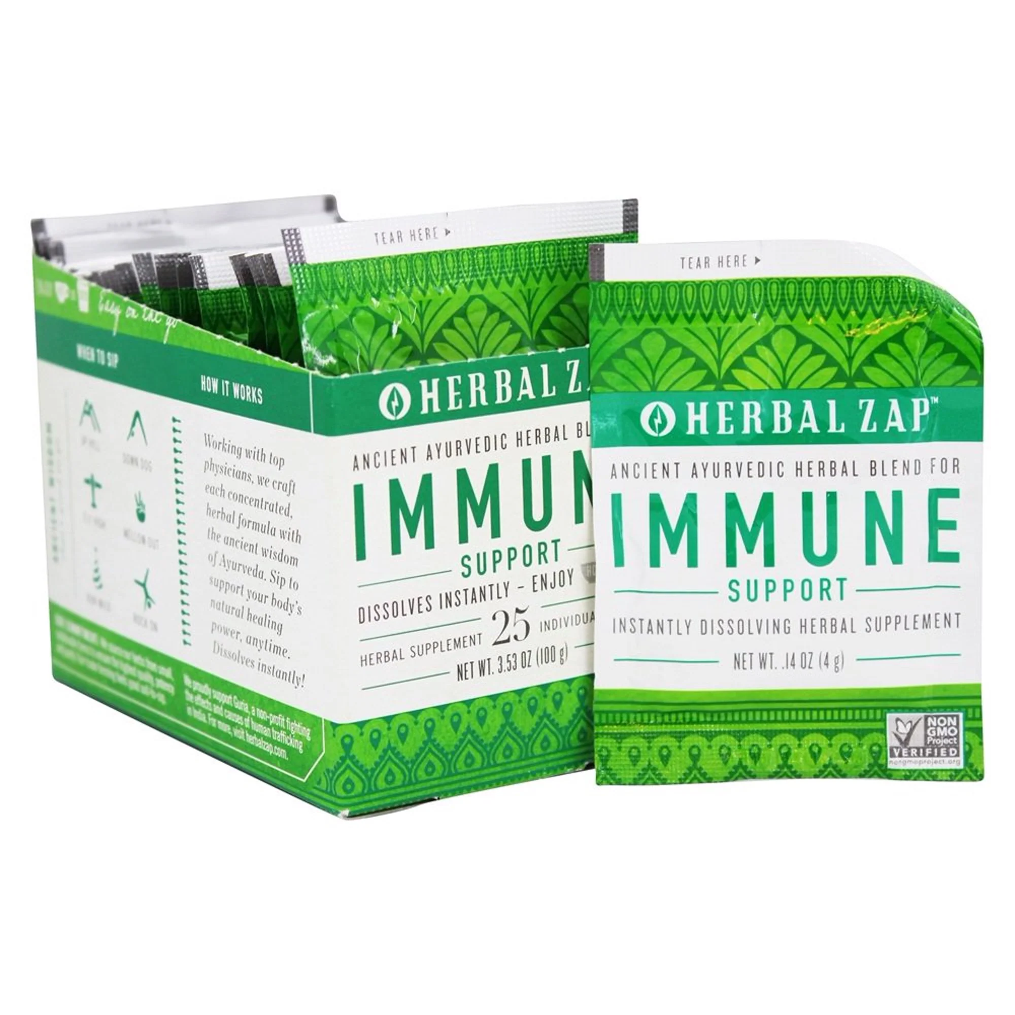 Comfortable Herbal Zap Ancient Ayurvedic Herbal Supplement Drink Mix Packets for Immune Support 0.14Oz 4g 25Ea Premium Material
