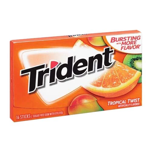Sophisticated Trident Sugar- Gum Value Pack Tropical Twist 14 Sticks Long-Lasting
