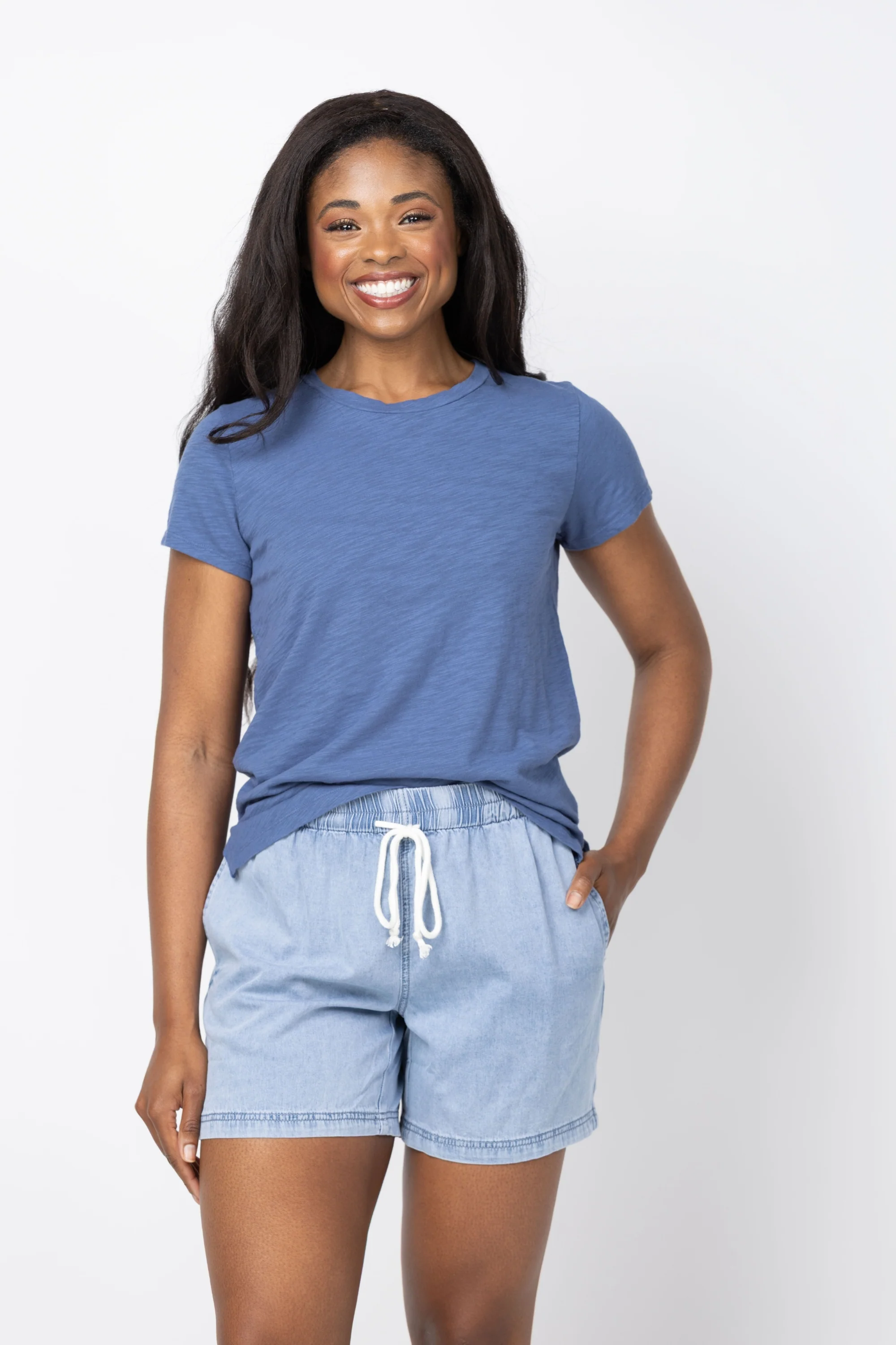 Comfortable True Grit Dylan Modern Crewneck T-Shirt in Bahama Blue Excellent