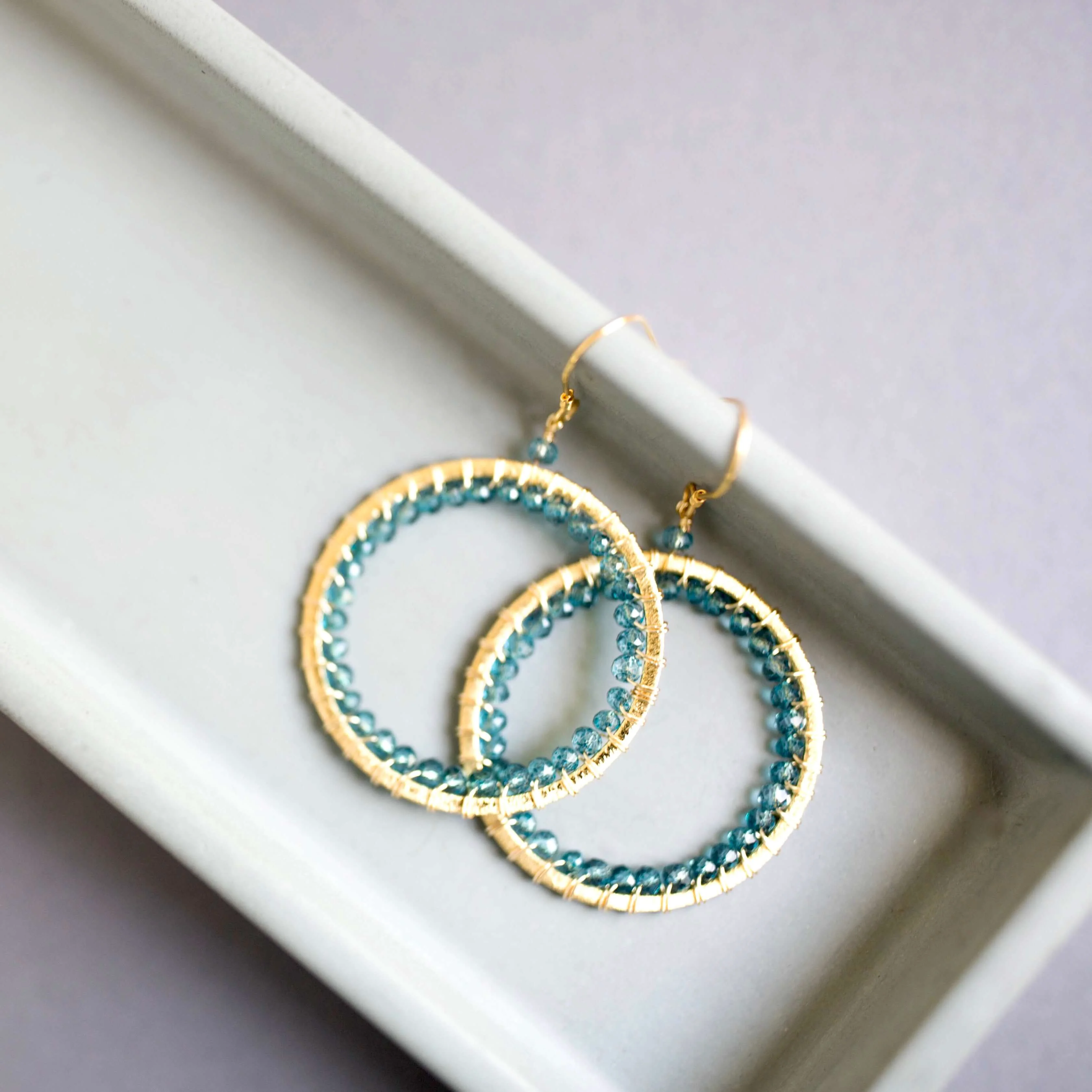 World-Class London Blue Quartz Halo Earrings Fashionable