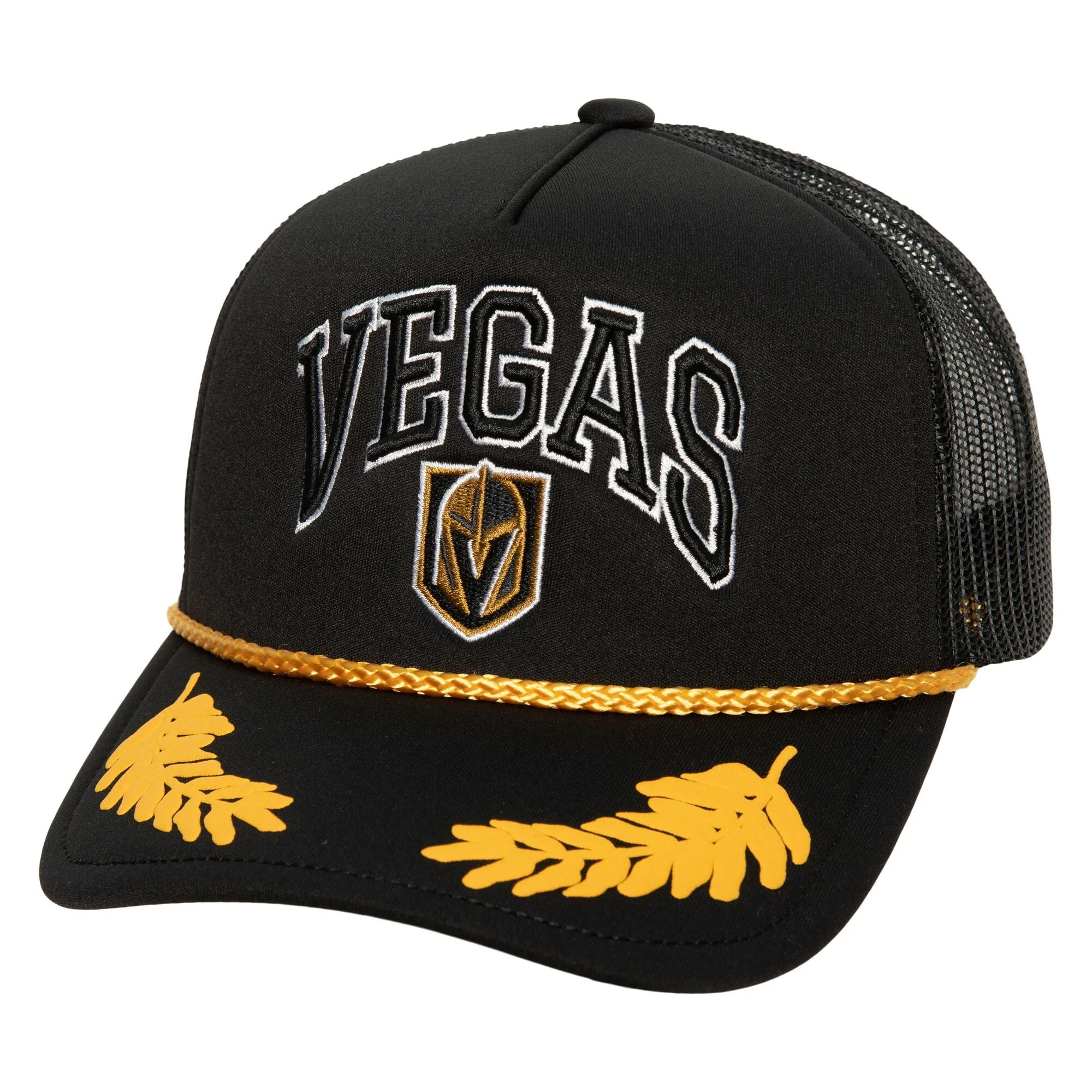 Advanced Mitchell Ness Men's NHL Gold Leaf Trucker Knights Hats Minimalist