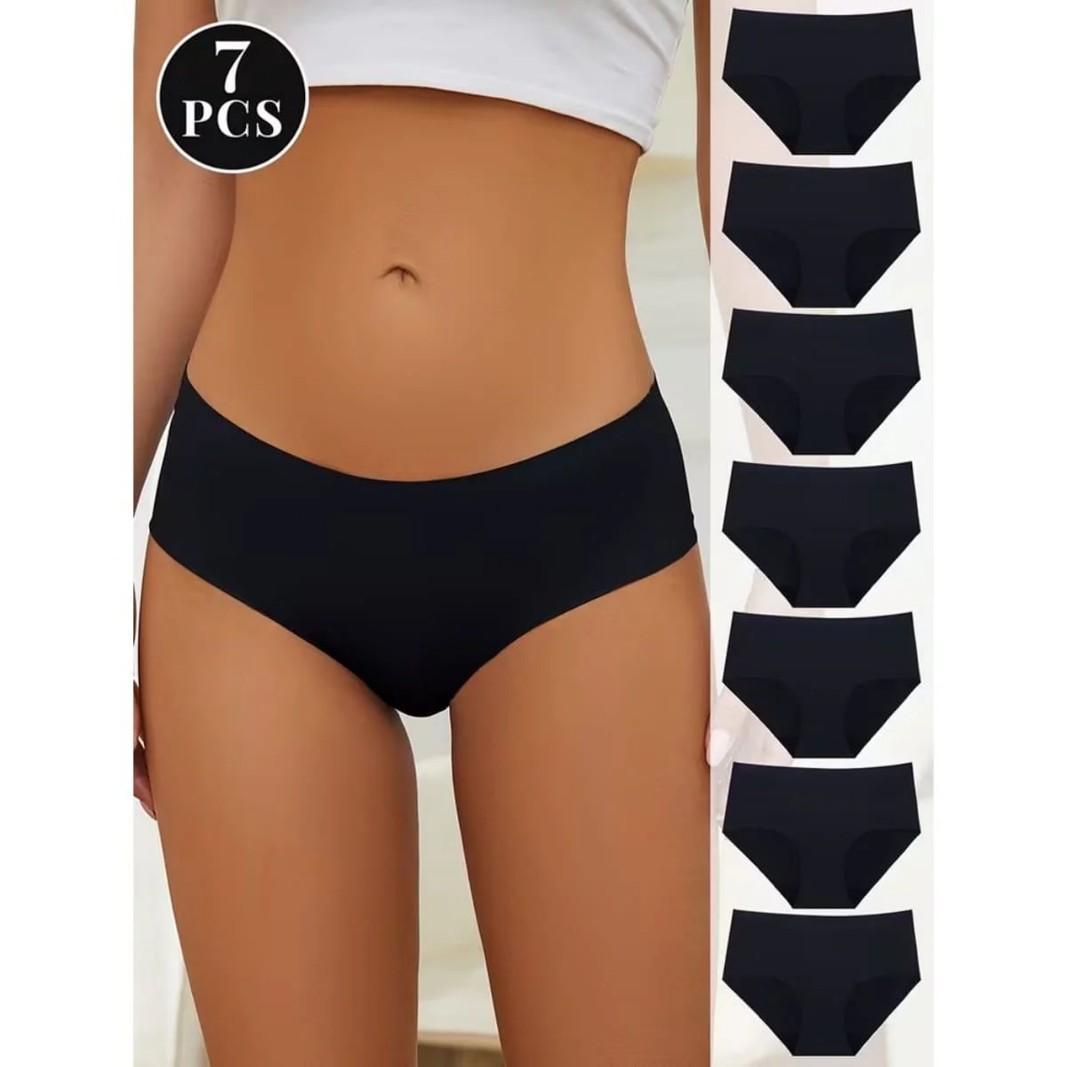 User-Friendly Women's 7 Pieces Solid Color Seamless Hipster Panty Set Artisan