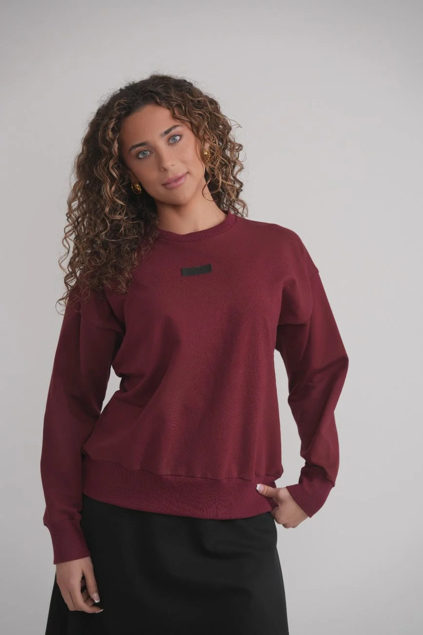 Advanced Wine Sweatshirt With Leather Embossed Logo Optimized