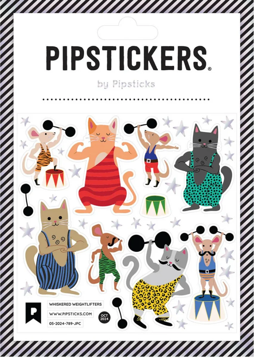 Refined Whiskered Weightlifters Stickers Carefully Designed