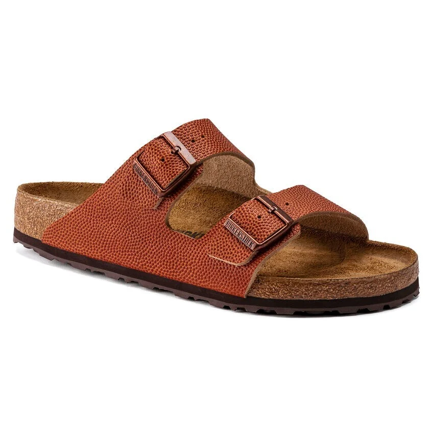 Breathable Birkenstock Arizona Embossed Natural Horween Leather Ginger Brown Sandals Elite