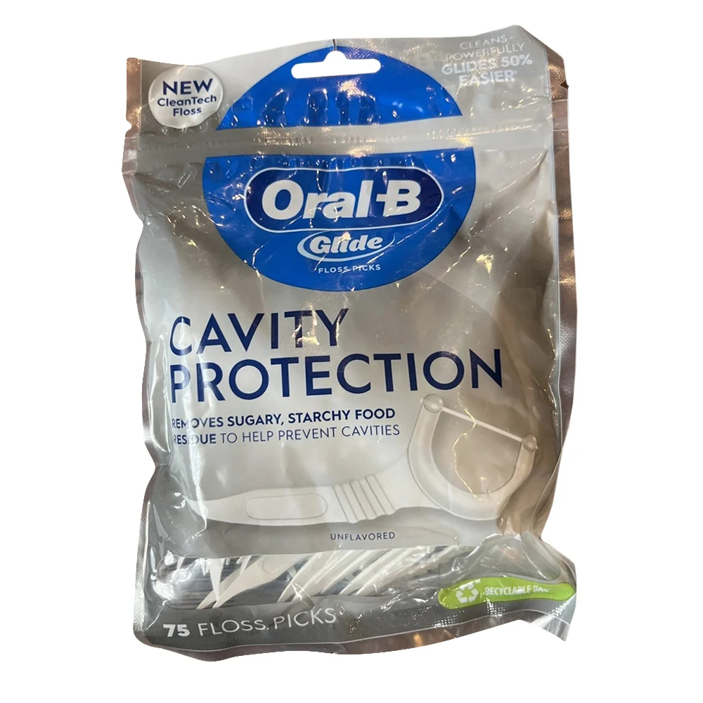 Advanced Oral-B Glide Floss Picks Cavity Protection Mint Dental Floss Picks 75Ea Reusable