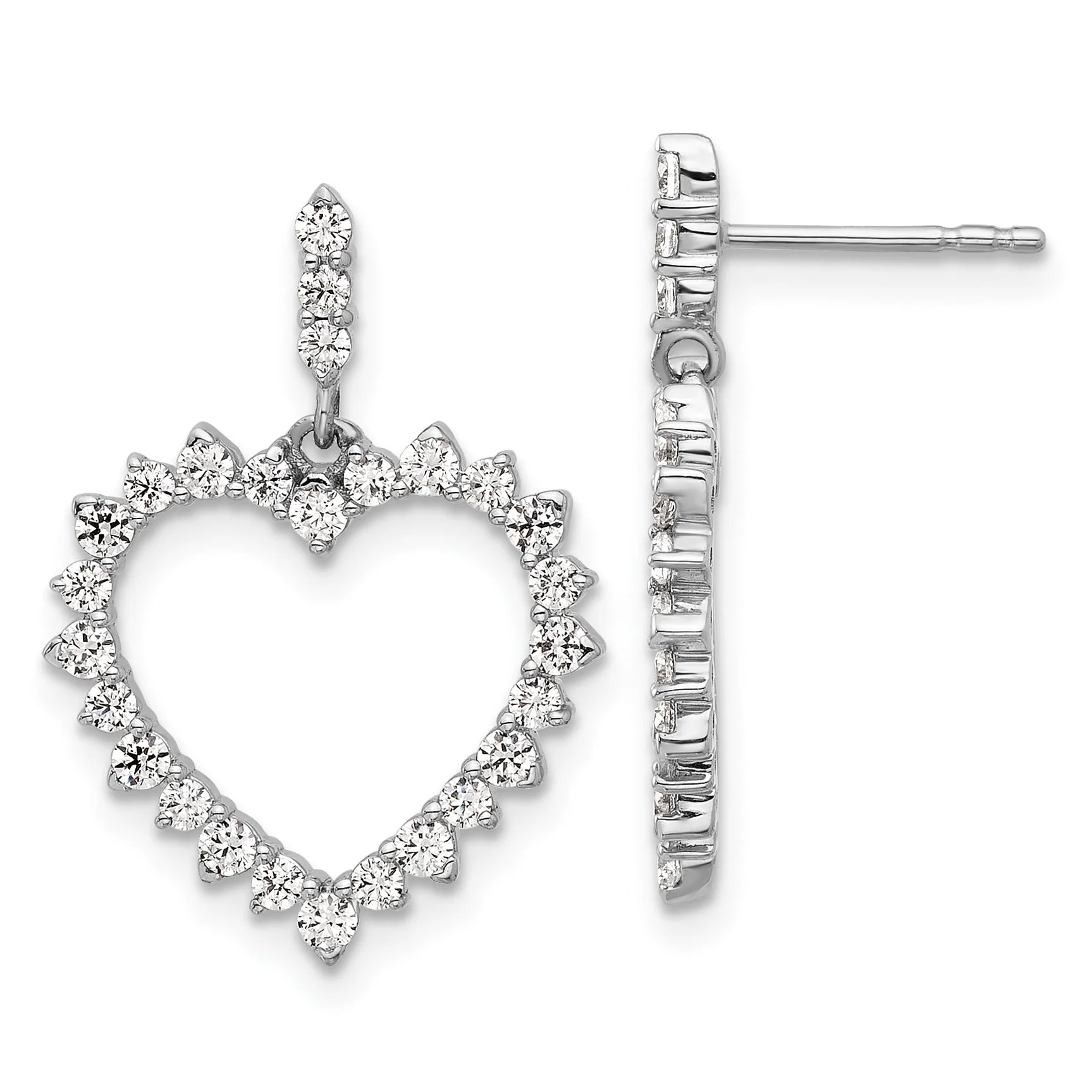Versatile 14k White Gold 1 ct Lab Grown Diamond Dangle Heart Earrings Relaxed