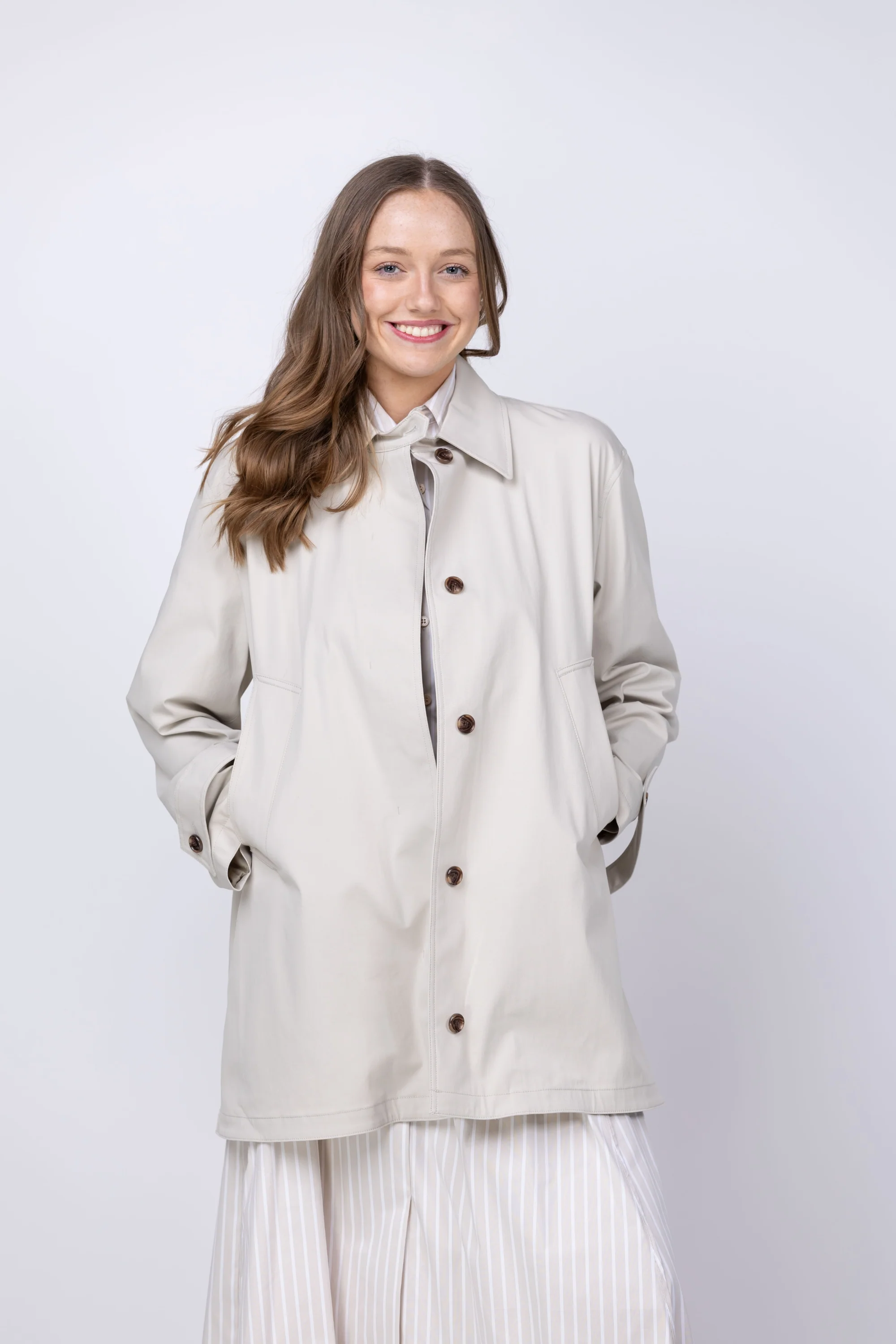 Certified Theory A Line Trench Coat in Sand Advanced