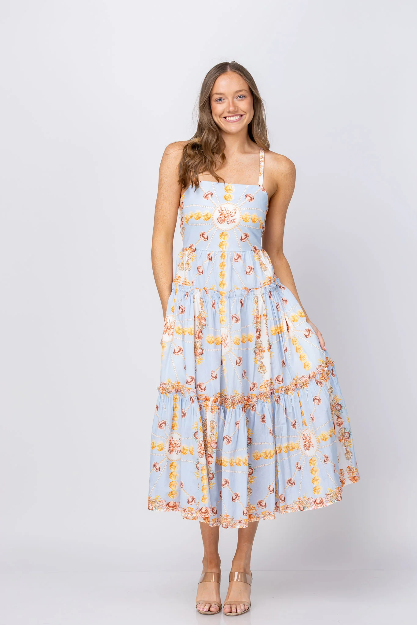 Dependable Cara Cara Harbour Island Dress in Seashell Stripe Ivory Clean