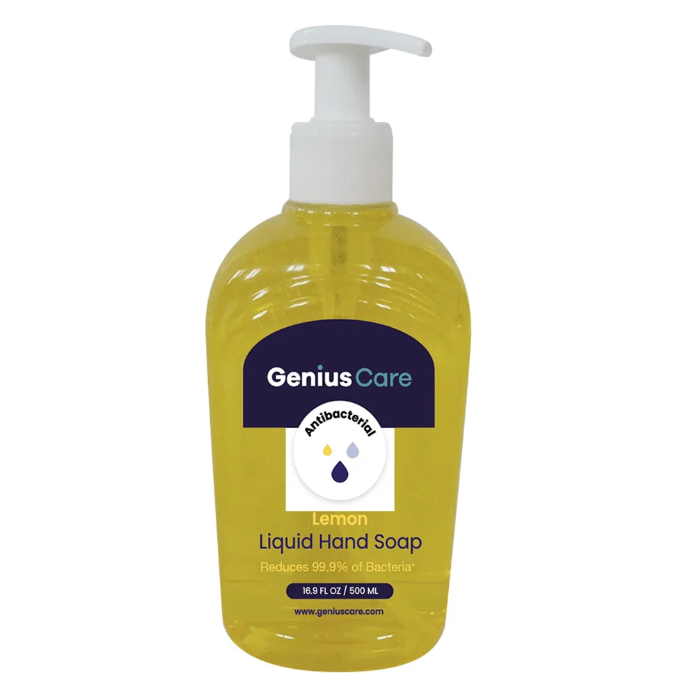 Efficient Genius Care Antibacterial Lemon Liquid Hand Soap with Pump 16.9Oz 500ml Organic