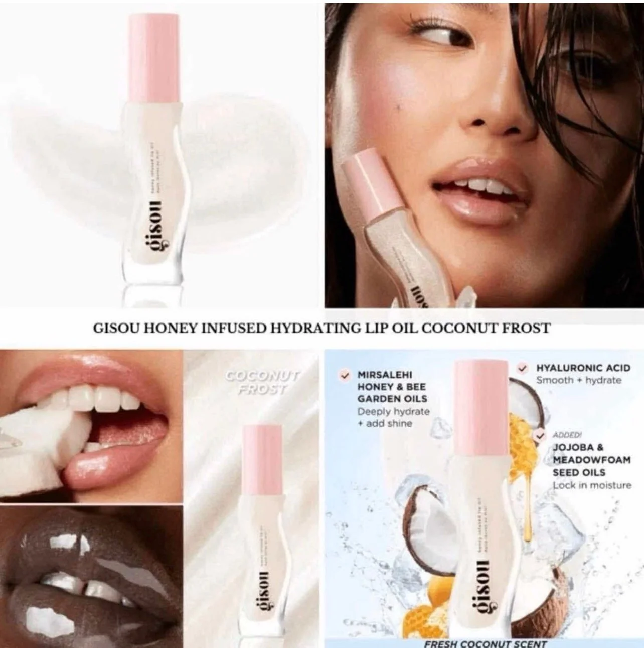 Solid GISOU HONEY INFUSED LIP OIL coconut frost Unique