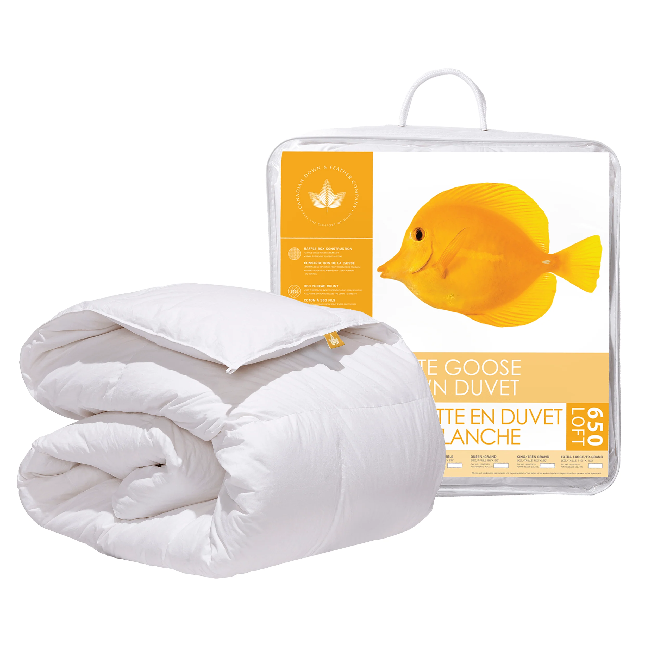 Proven Canadian Down Feather Company 650 Loft White Goose Down Comforter All Season Weight High-Performance