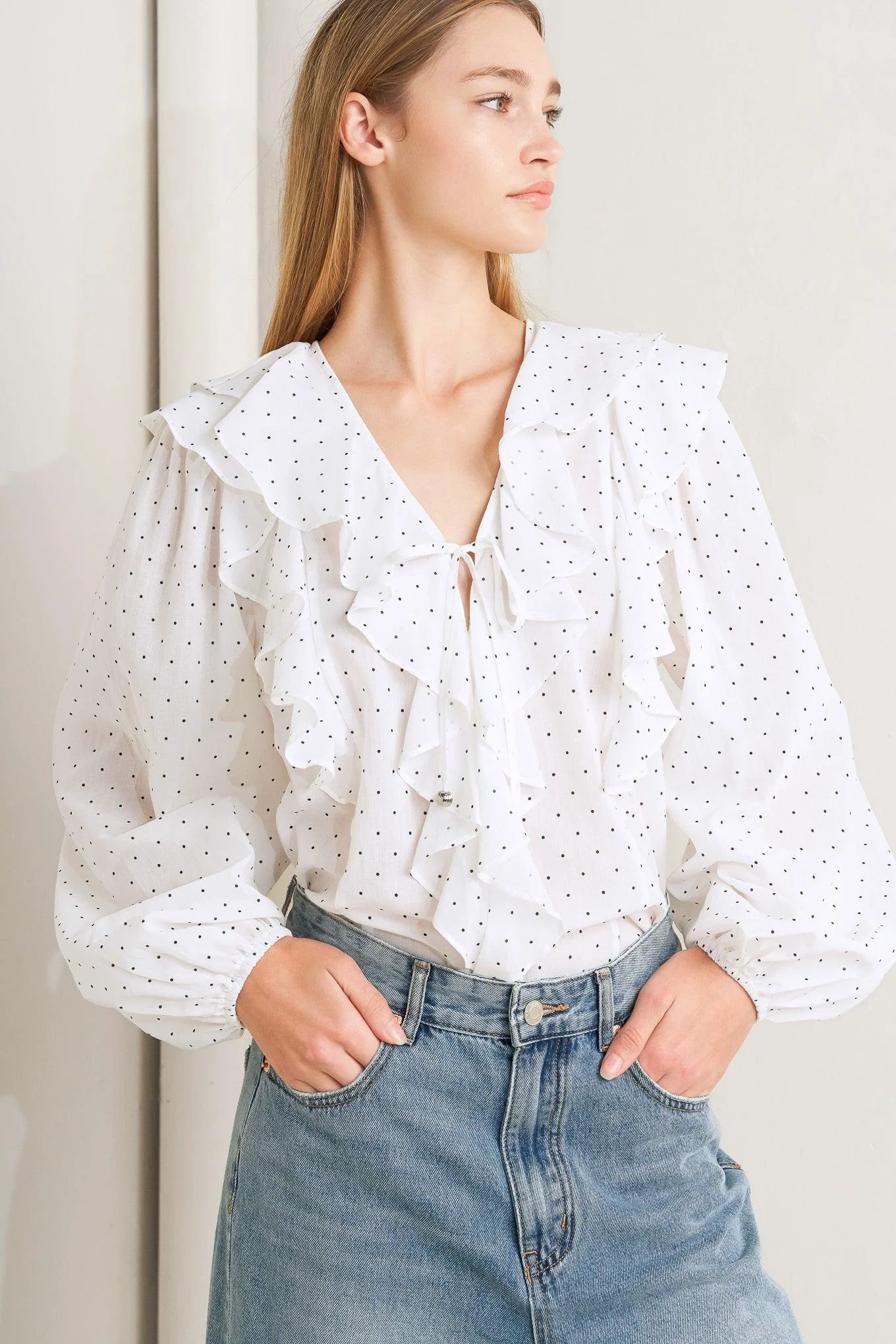 Trusted Made of Dreams Polka Dot Woven Top Unique