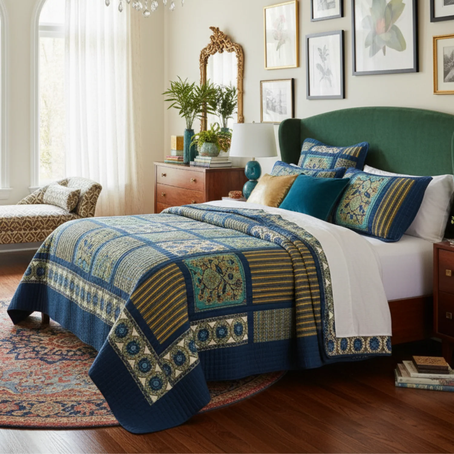 Refined Tache 2-3 Piece Elegant Striped Forest Patchwork Quilt Vibrant Multi Color JHW-679 Superior