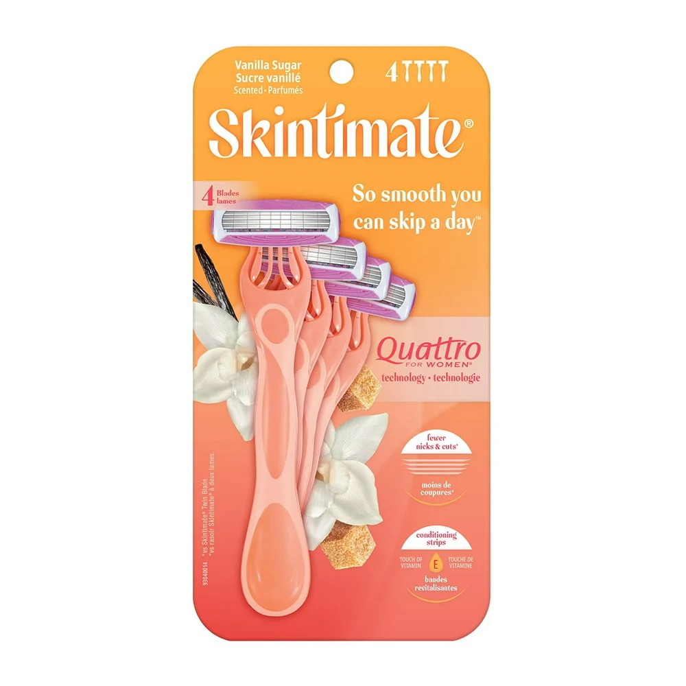 Contemporary Skintimate Vanilla Sugar Disposable Razors 4 Ct Classic