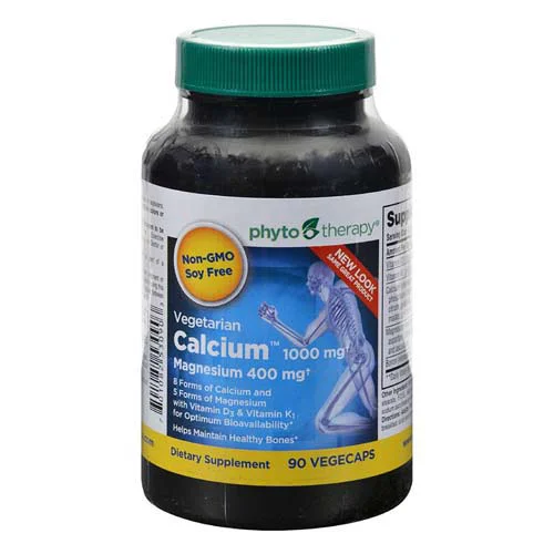 Responsible Phyto Therapy Vegetarian Calcium with Magnesium Capsules Healthy bones 90 Ea Carefully Designed