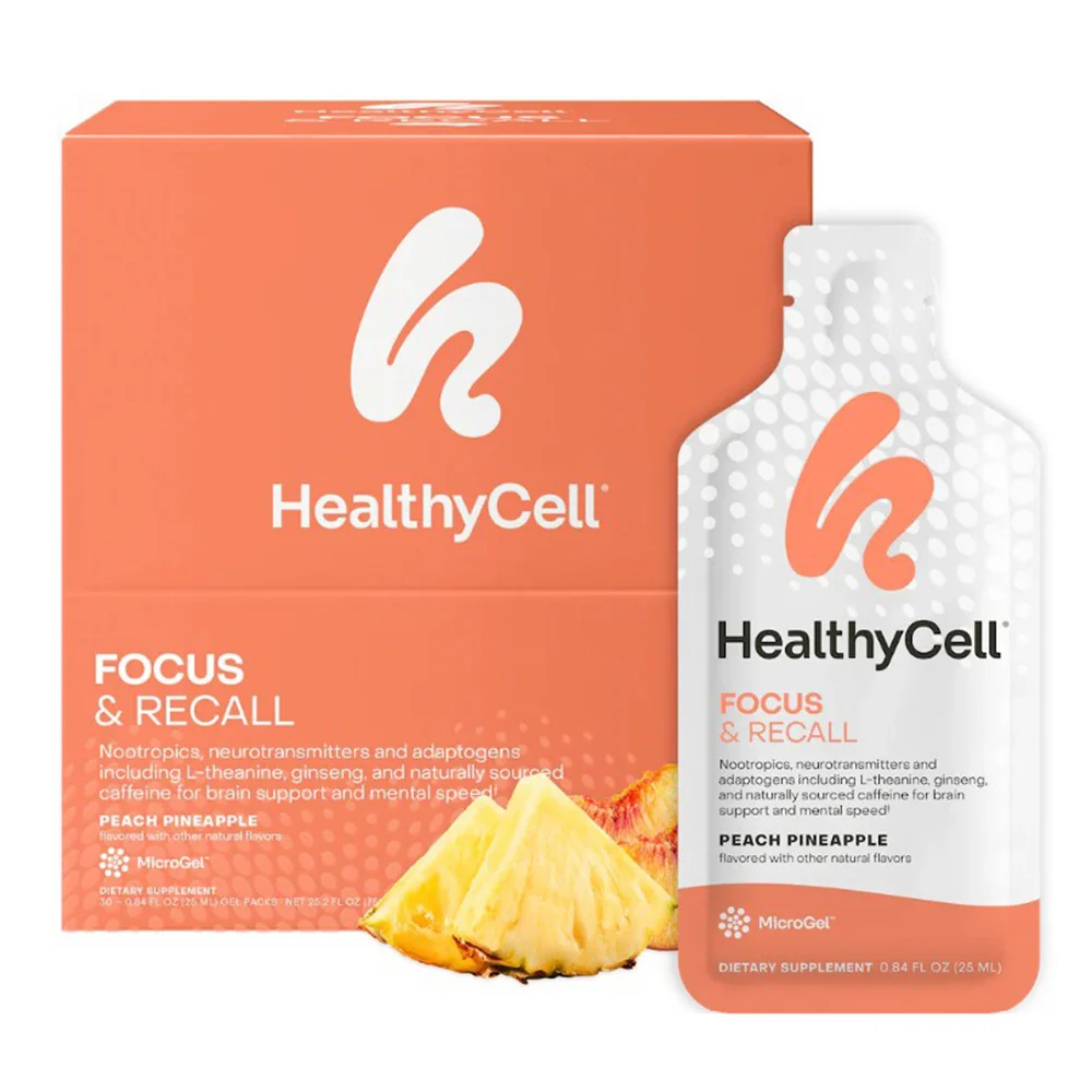 Selected HealthyCell Focus Plus Recall Gel Packs for Memory and Mental Clarity 0.84Oz 25ml 30Ea Recyclable