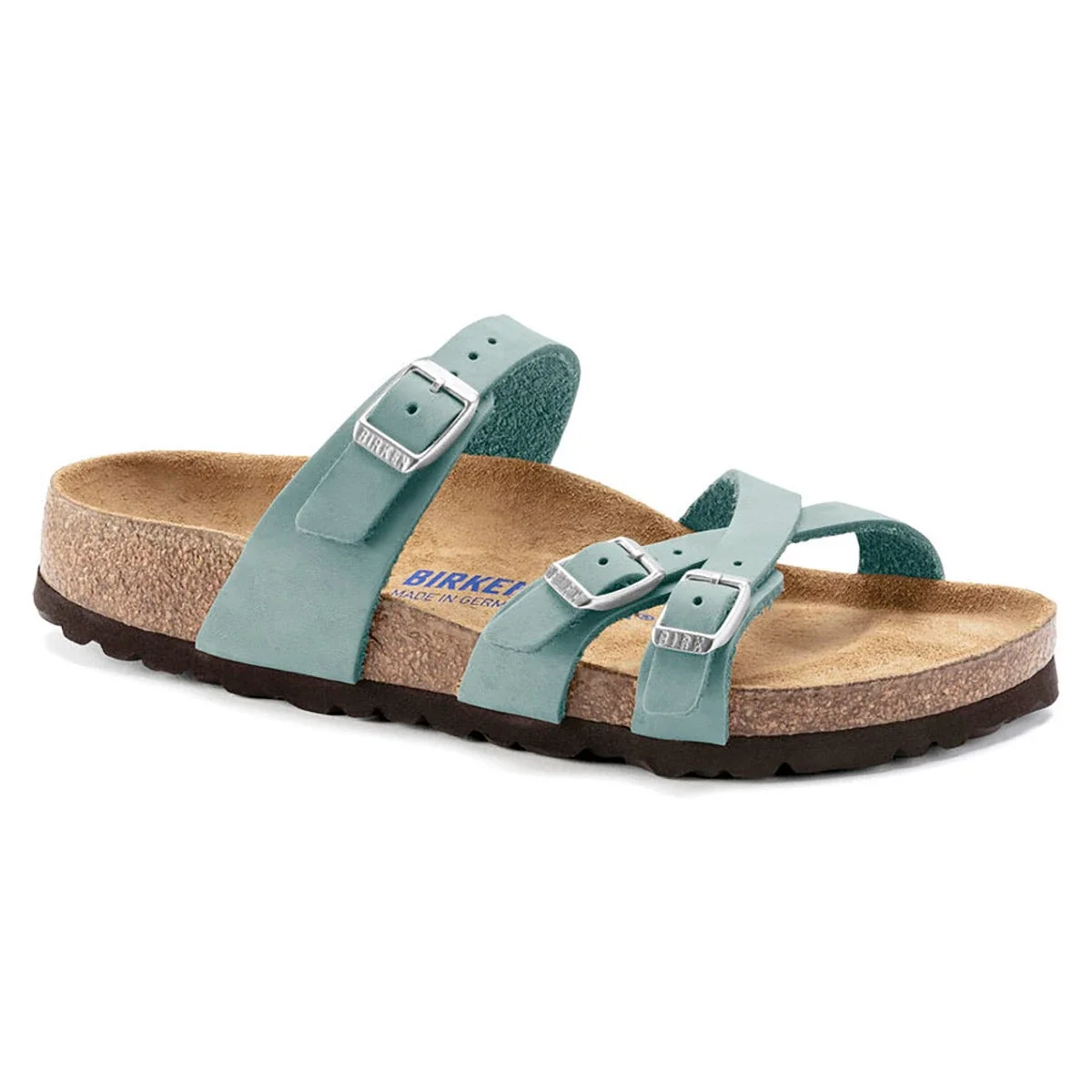 High-Performance Birkenstock Franca Nubuk Leather Faded Aqua Sandals Advanced