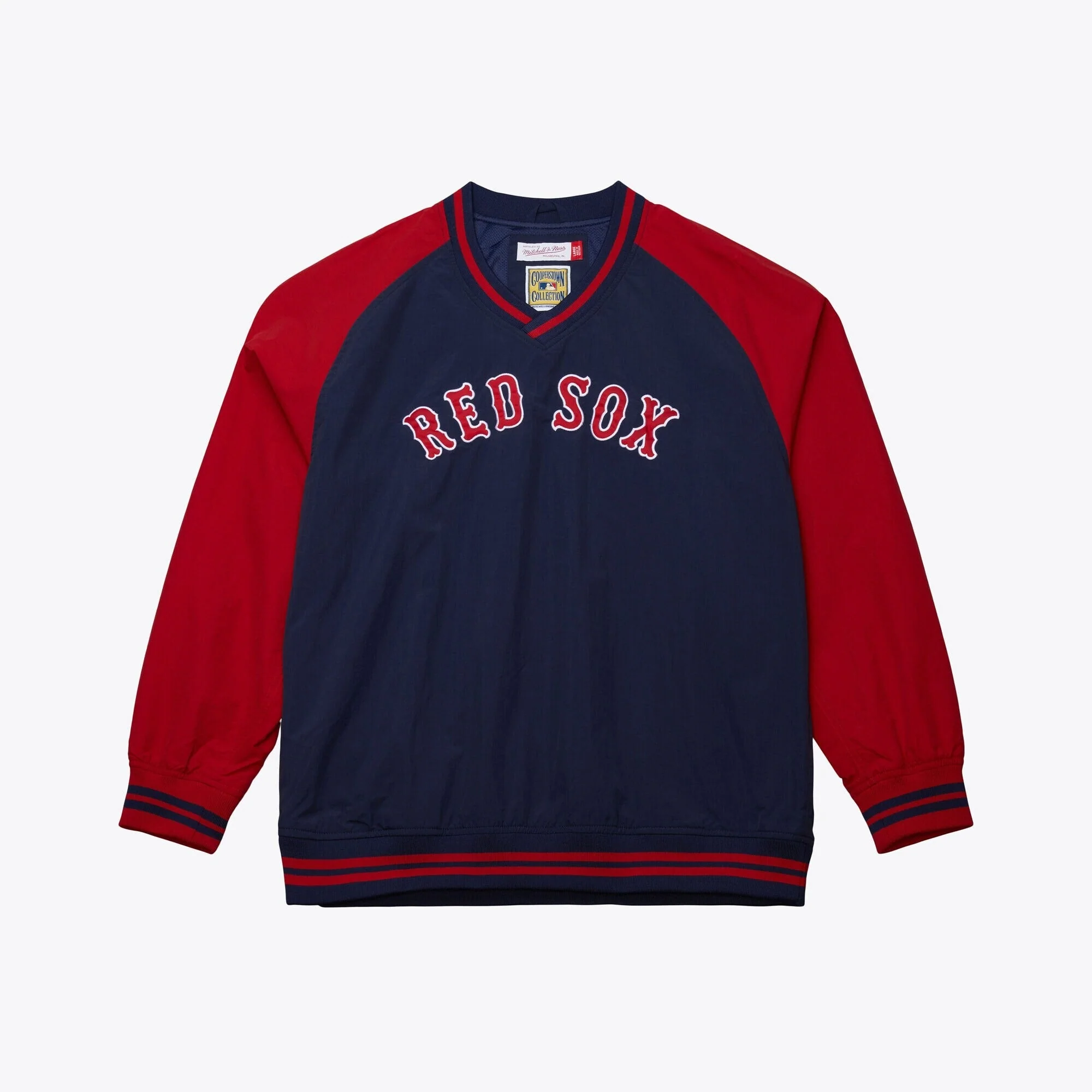 Comfortable Mitchell Ness Men's MLB Nylon Pullover Jacket Vintage Logo Red Sox Pullovers Excellent