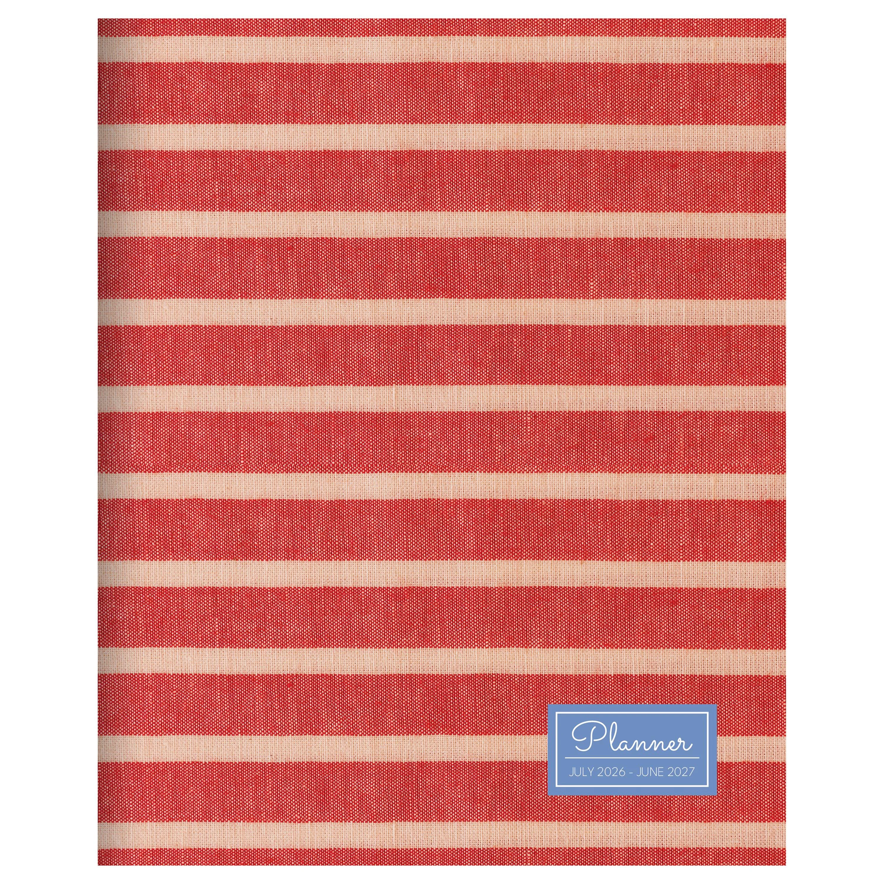 Versatile July 2026 - June 2027 Red Stripe Monthly Planner Carefully Designed