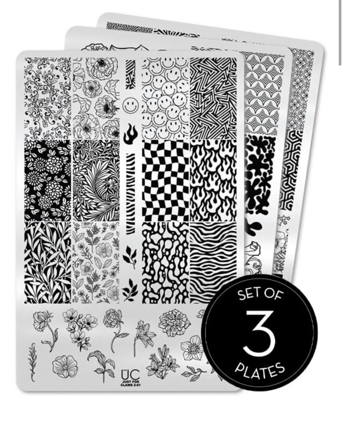 Consistent Just for Claws 2 - Uber Chic Stamping Plate Collection of 3 Eco-Friendly