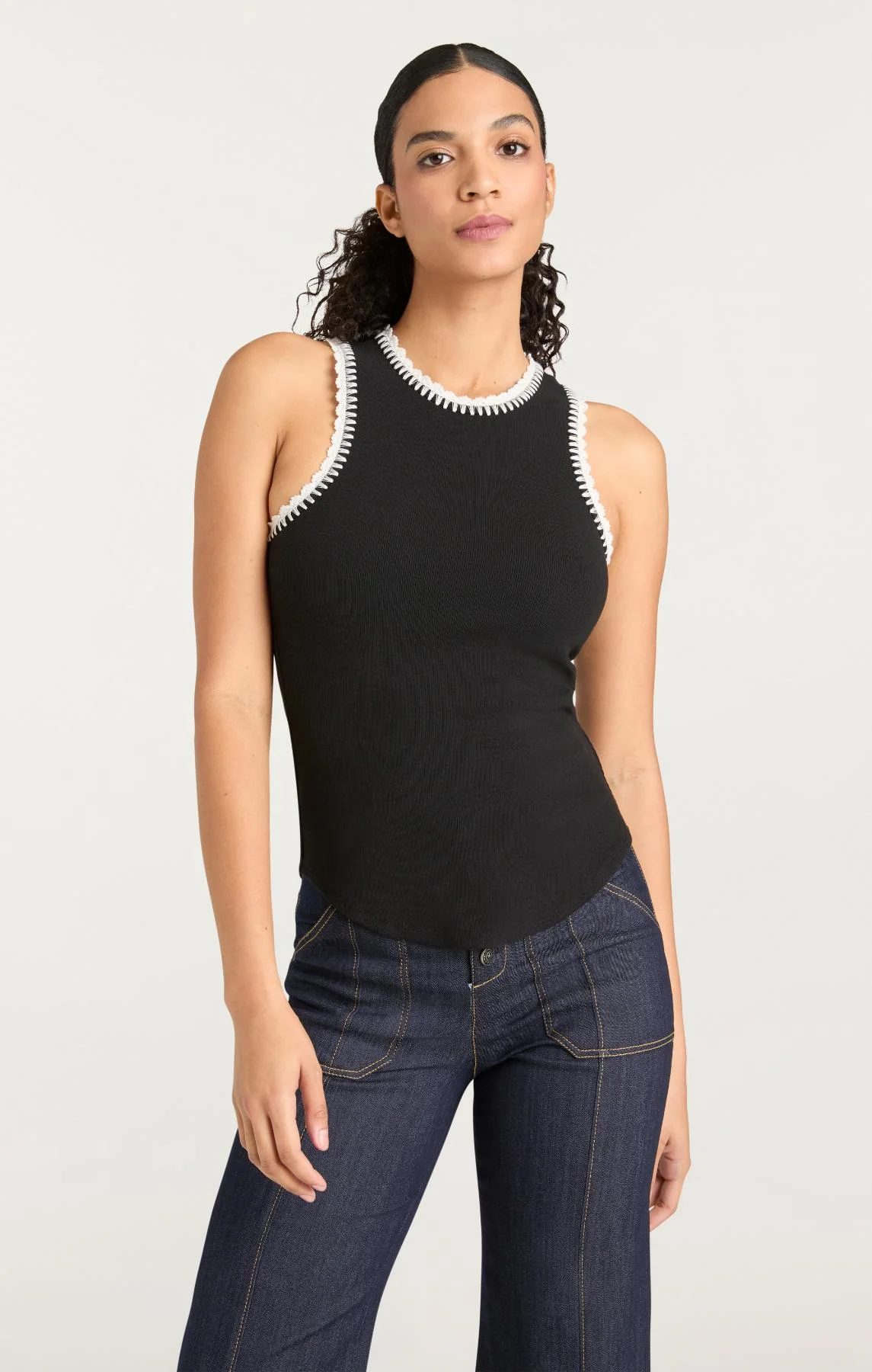 Top-Quality Cinq à Sept Crochet Lizzie Tank in Black Ivory Easy-to-Use