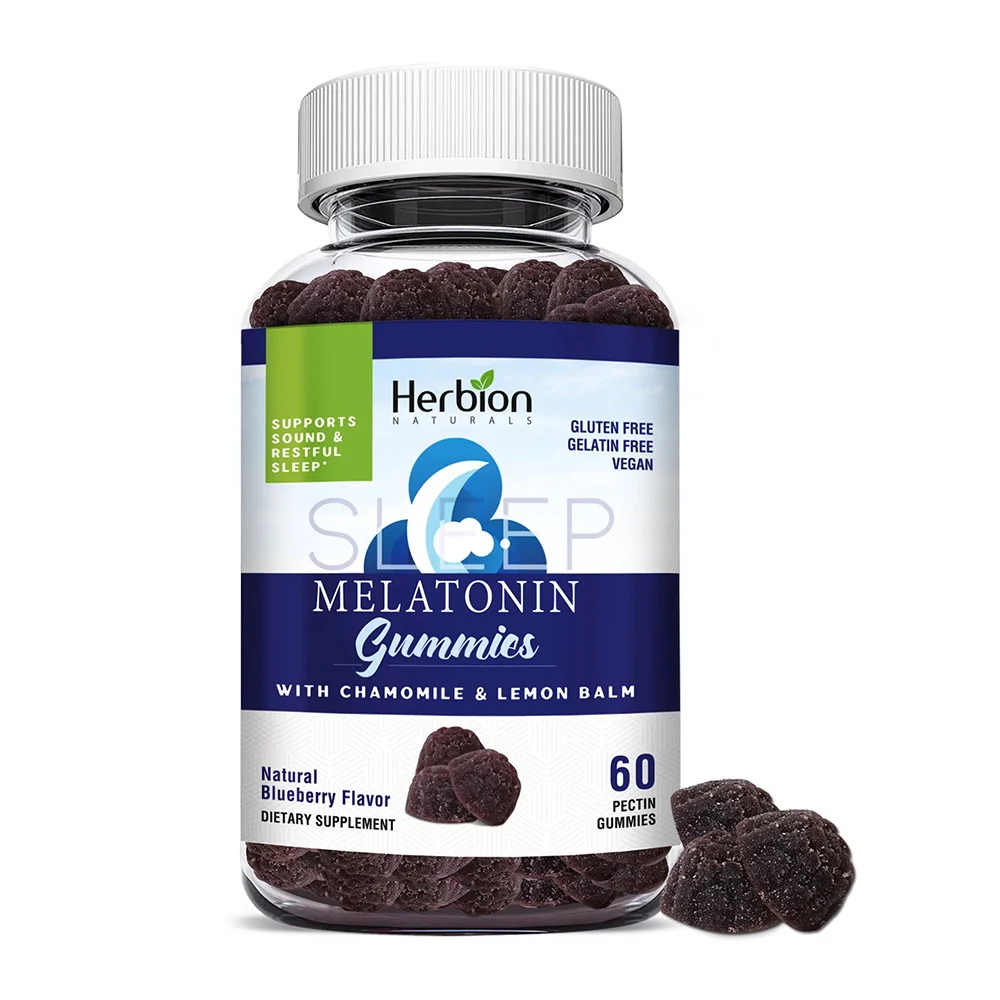 Next-Generation Herbion Naturals Melatonin Gummies Helps Enhance Sleep Natural Blueberry Flavor 60 Ea High-Grade