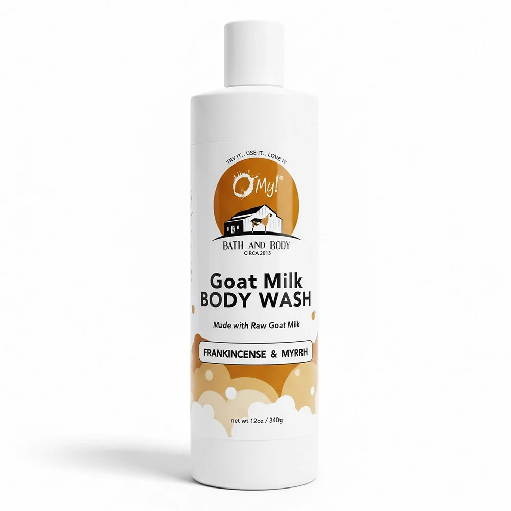 Sustainable O My Goat Milk Body Wash Frankincense and Myrrh for Moisturizing and Nourishing Skin 12Oz 340g Long-Lasting