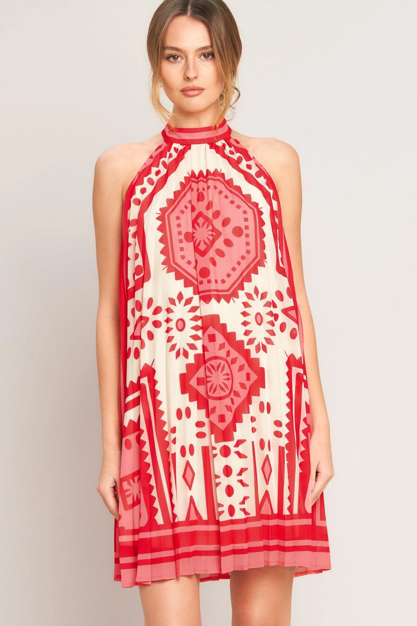 Authentic Sunset Medallion Woven Mini Dress Smooth