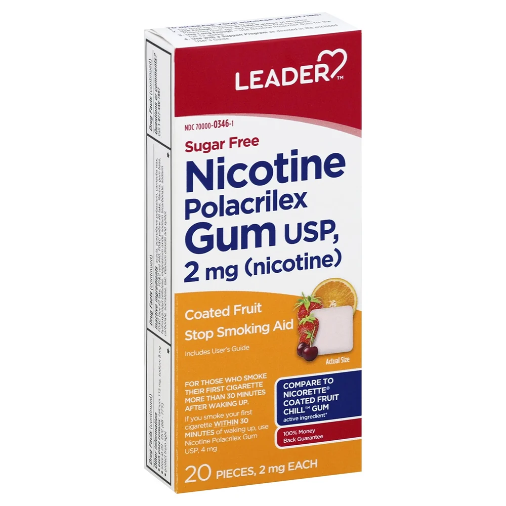 Soft Leader Polacrilex Gum 2mg nicotine Sugar Fruit Flavor 20Ea Superior