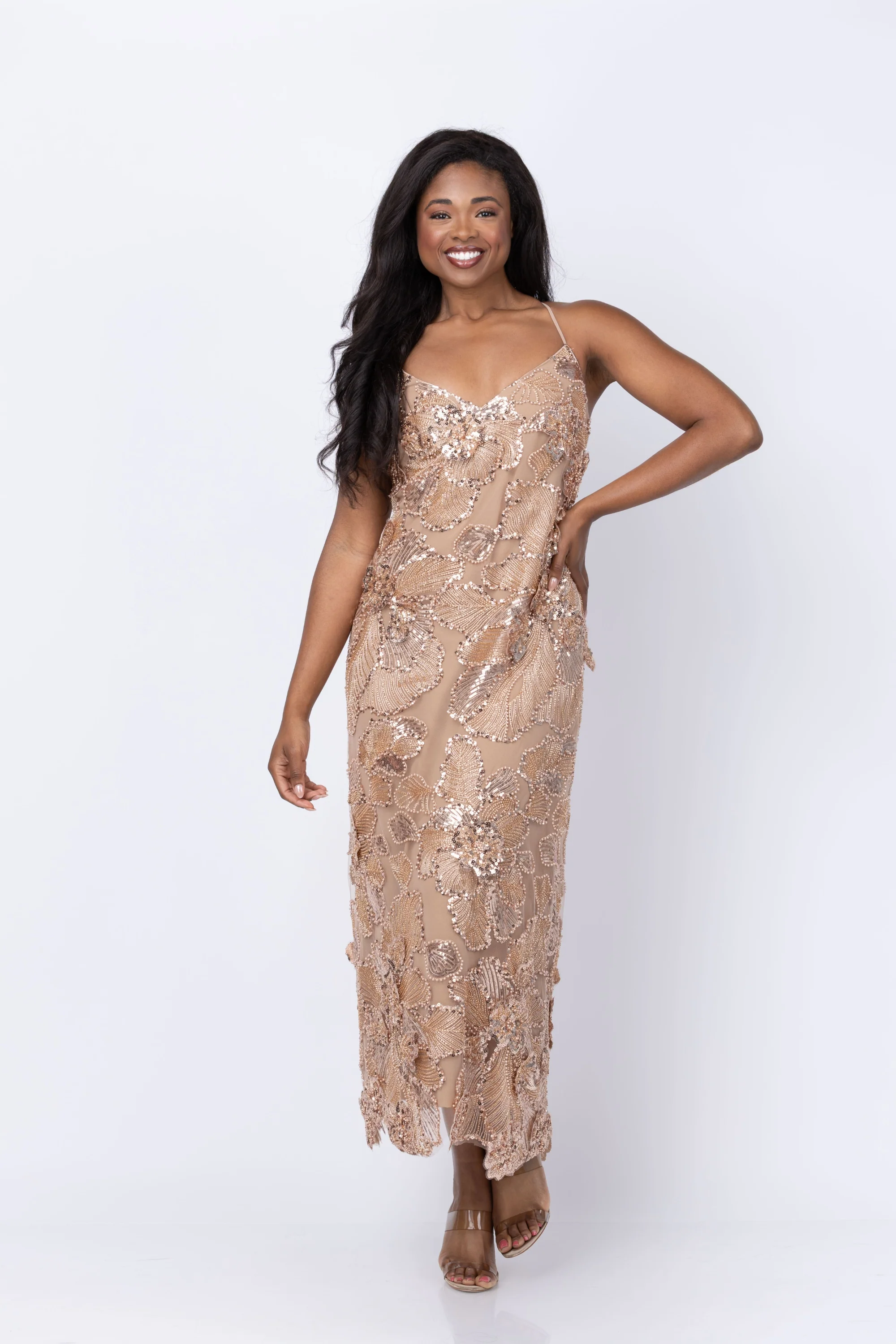 Crafted Helsi Samantha Dress in Gold Prestigious